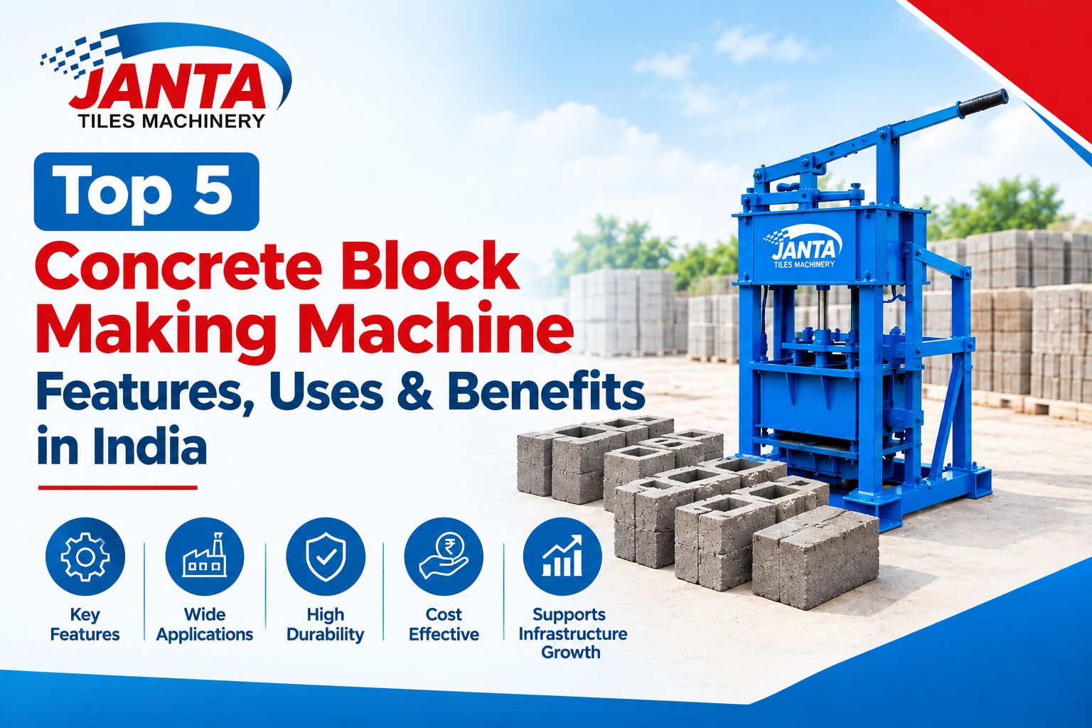 Top 5 Concrete Block Making Machine Features, Uses & Benefits in India